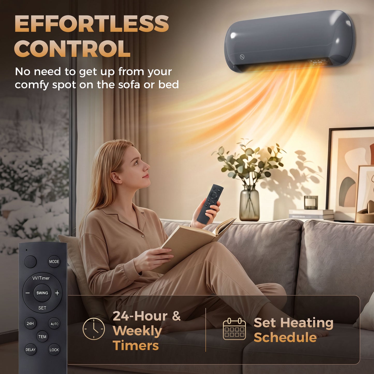 HOMCOM 2000W Wall Mounted Ceramic Space Heater With Remote Control