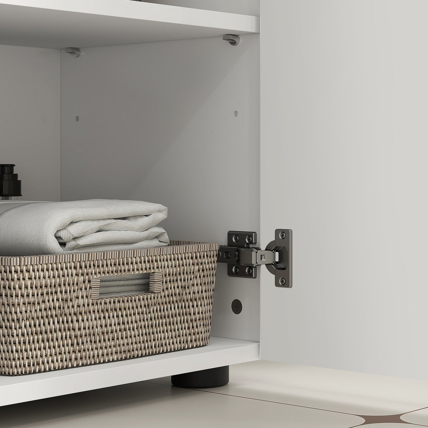 Kleankin Under Sink Cabinet With Shelf White Bathroom Storage Organizer Under Sink
