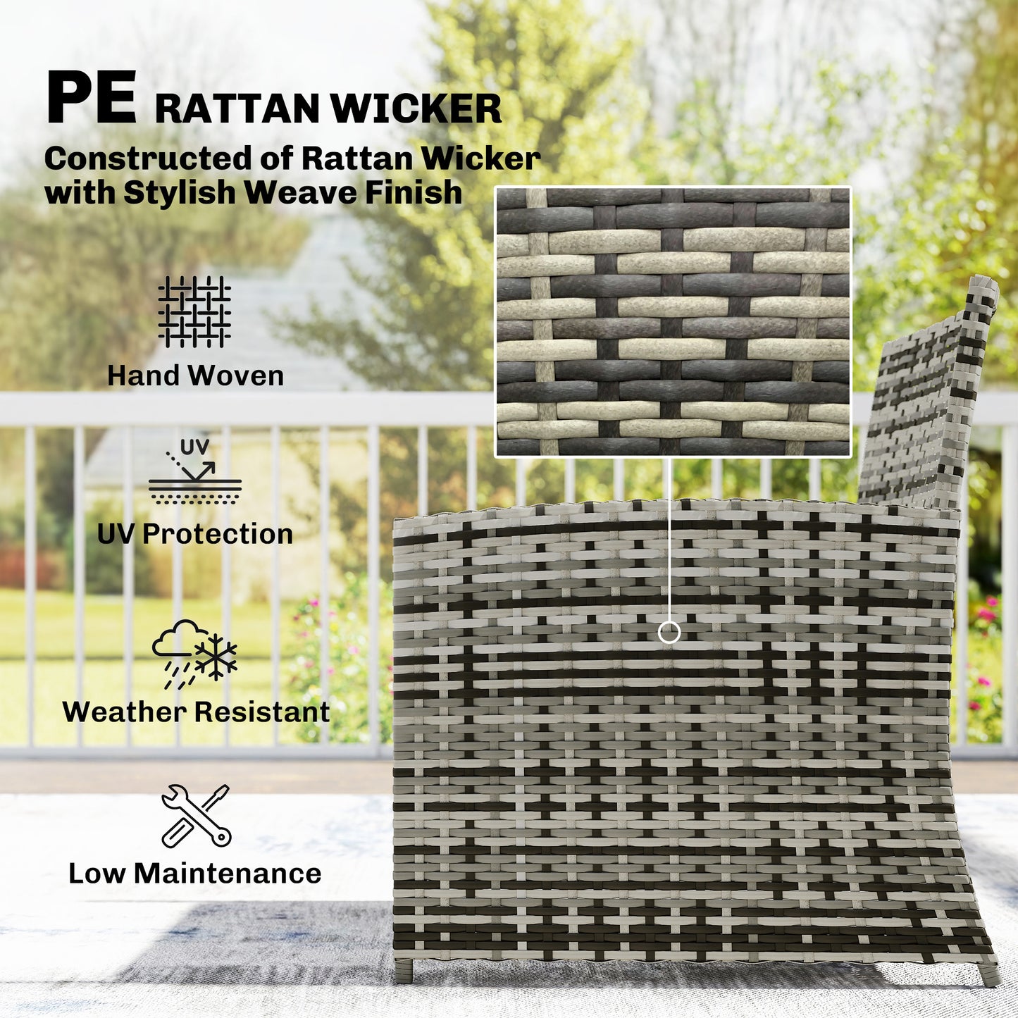 Outsunny 6 Piece Rattan Garden Furniture Set With Nesting Tables Chairs Stools Cushions Grey Patio Outdoor Living