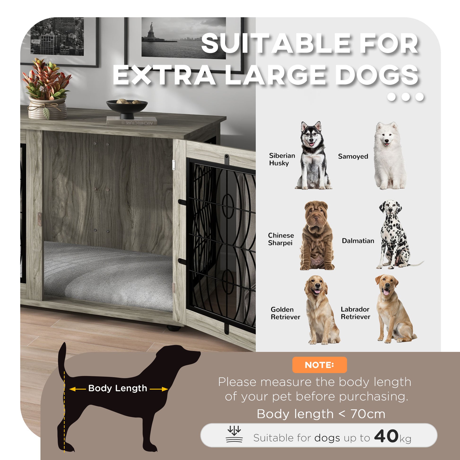 PawHut 44.5" Stylish Indoor Dog Crate with Cushion and Lockable Door for Extra Large Dogs - ALL4U RETAILER LTD