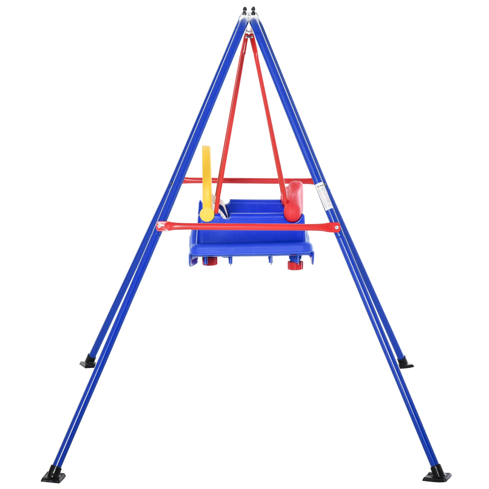 Outsunny A-Frame Metal Swing Set for Toddlers with Safety Harness and Baby Seat - ALL4U RETAILER LTD