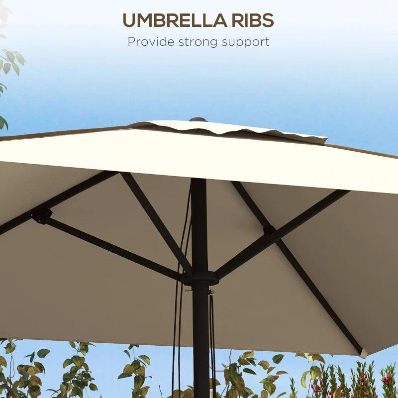 Outsunny Patio Parasol Umbrella with Vent - Beige Garden Market Table Sun Shade Canopy with Piping Side, Outdoor Umbrella for Enhanced Comfort - ALL4U RETAILER LTD