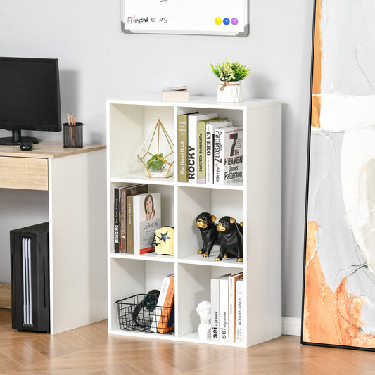 HOMCOM Modern White Six-Cube Storage Bookcase - ALL4U RETAILER LTD