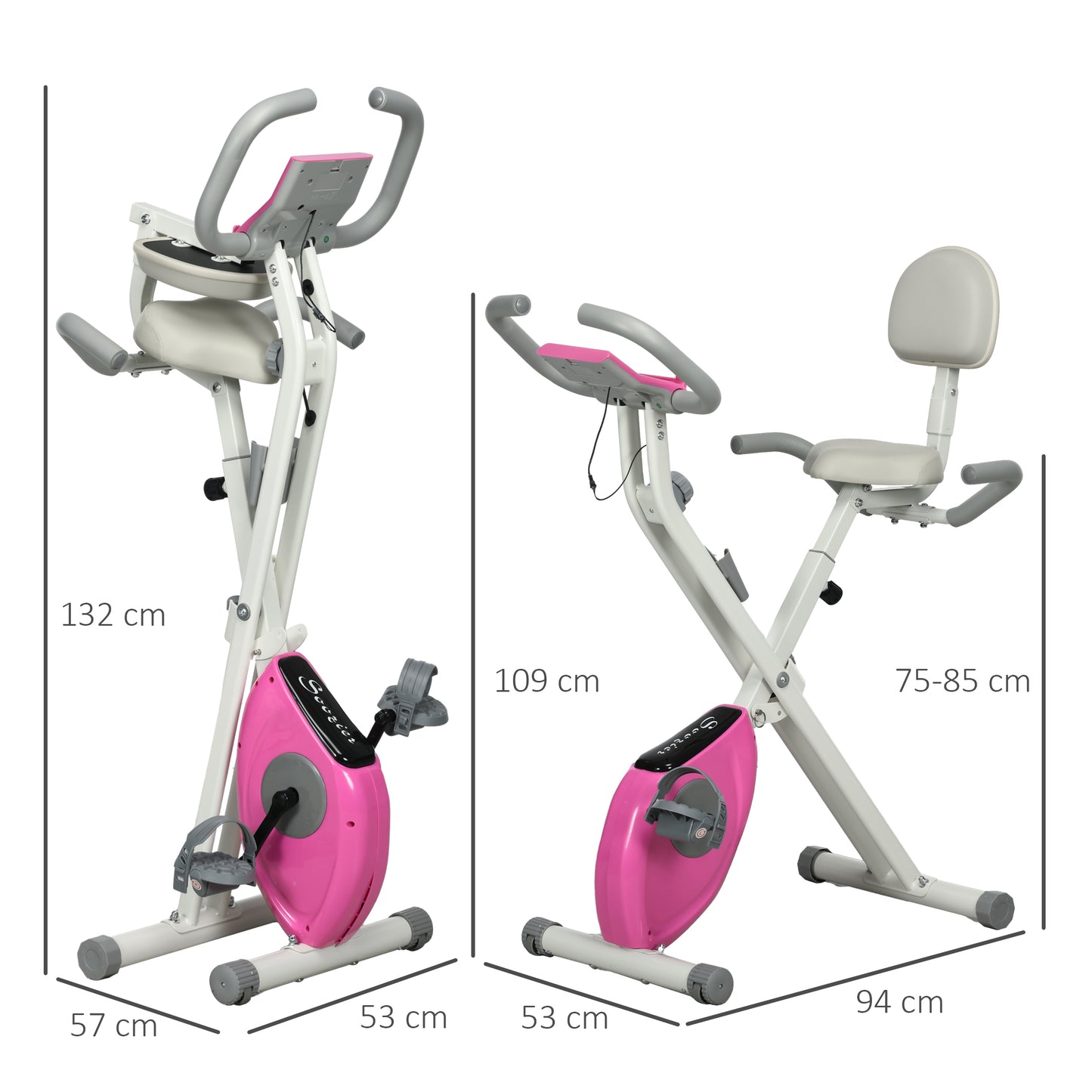 SPORTNOW Adjustable Folding Exercise Bike with Magnetic Resistance and Backrest | Indoor Fitness Stationary Bike - ALL4U RETAILER LTD