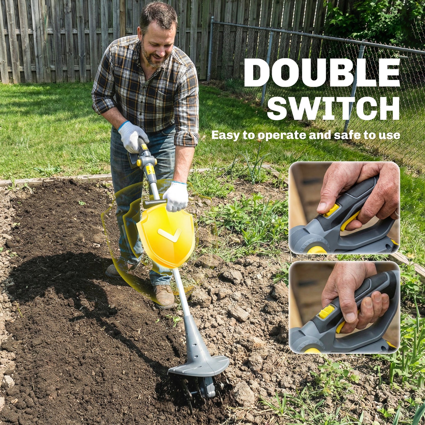Outsunny Cordless Garden Tiller Rotavator 18V With Dual 4000mAh Batteries And Charger 20cm Tilling Width 18cm Depth