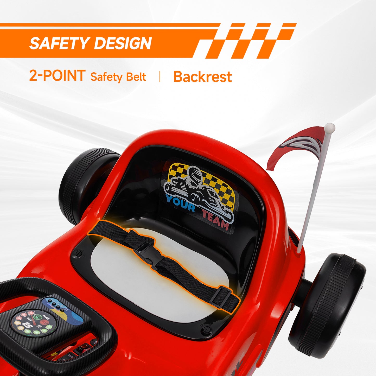 AIYAPLAY Kids Electric Go Kart with Lights, Music & Horn - Safe Fun for Ages 3-5, Red