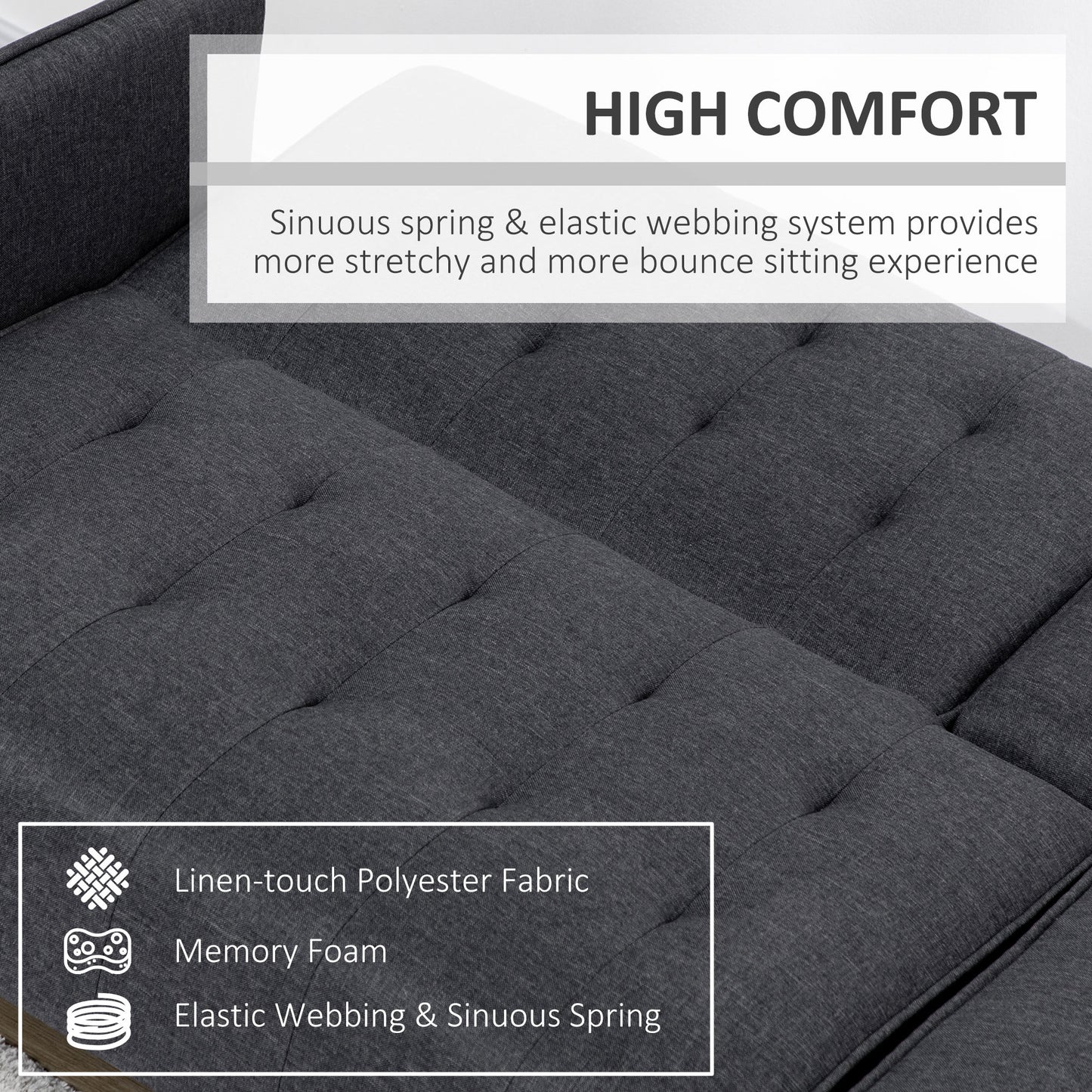 Homcom Three Seater Sofa Bed With Cupholders Grey Space Saving Convertible Couch For Small Apartments And Guests