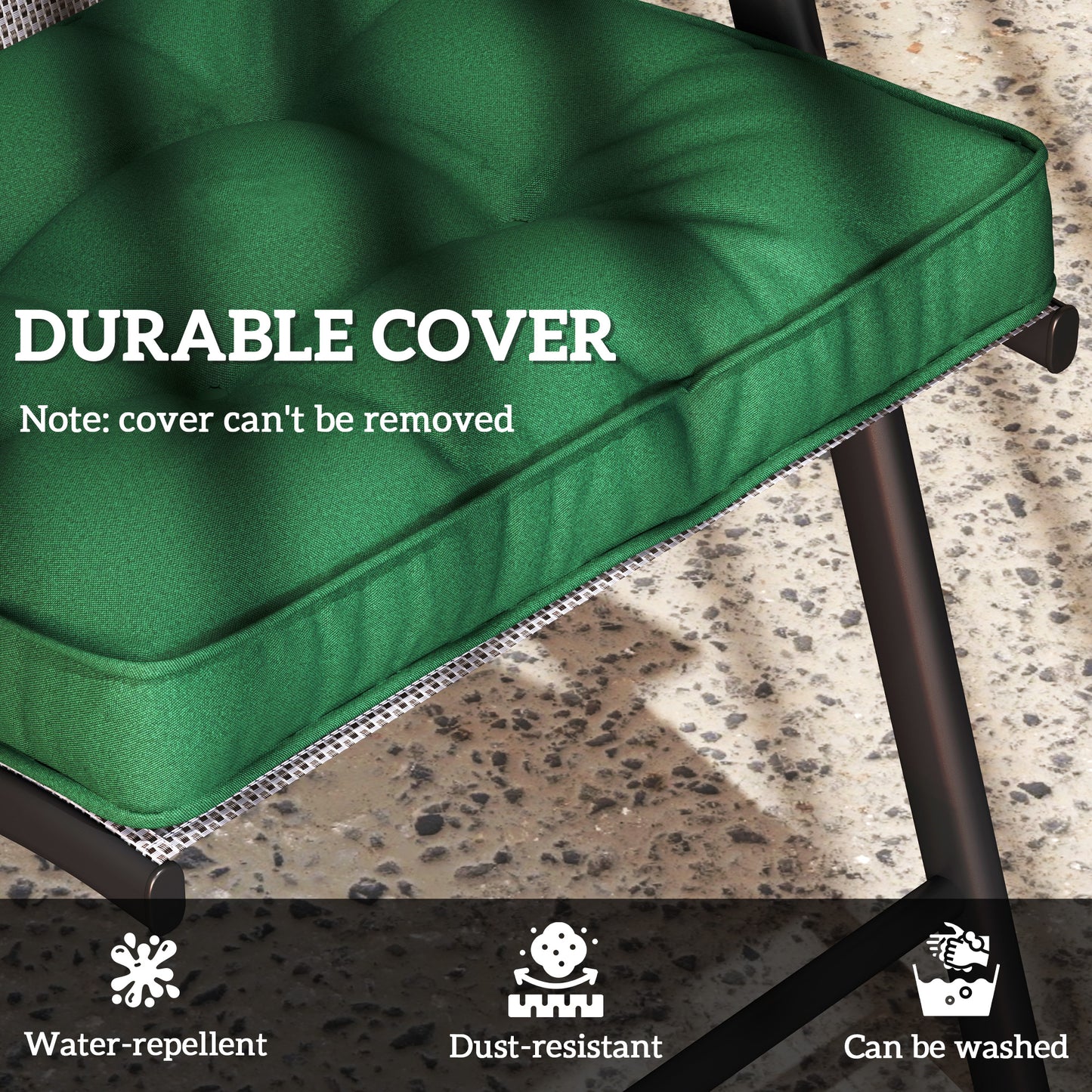 Outsunny Set of 4 Outdoor Seat Cushions 42 x 42 cm Green Garden Cushions for Patio