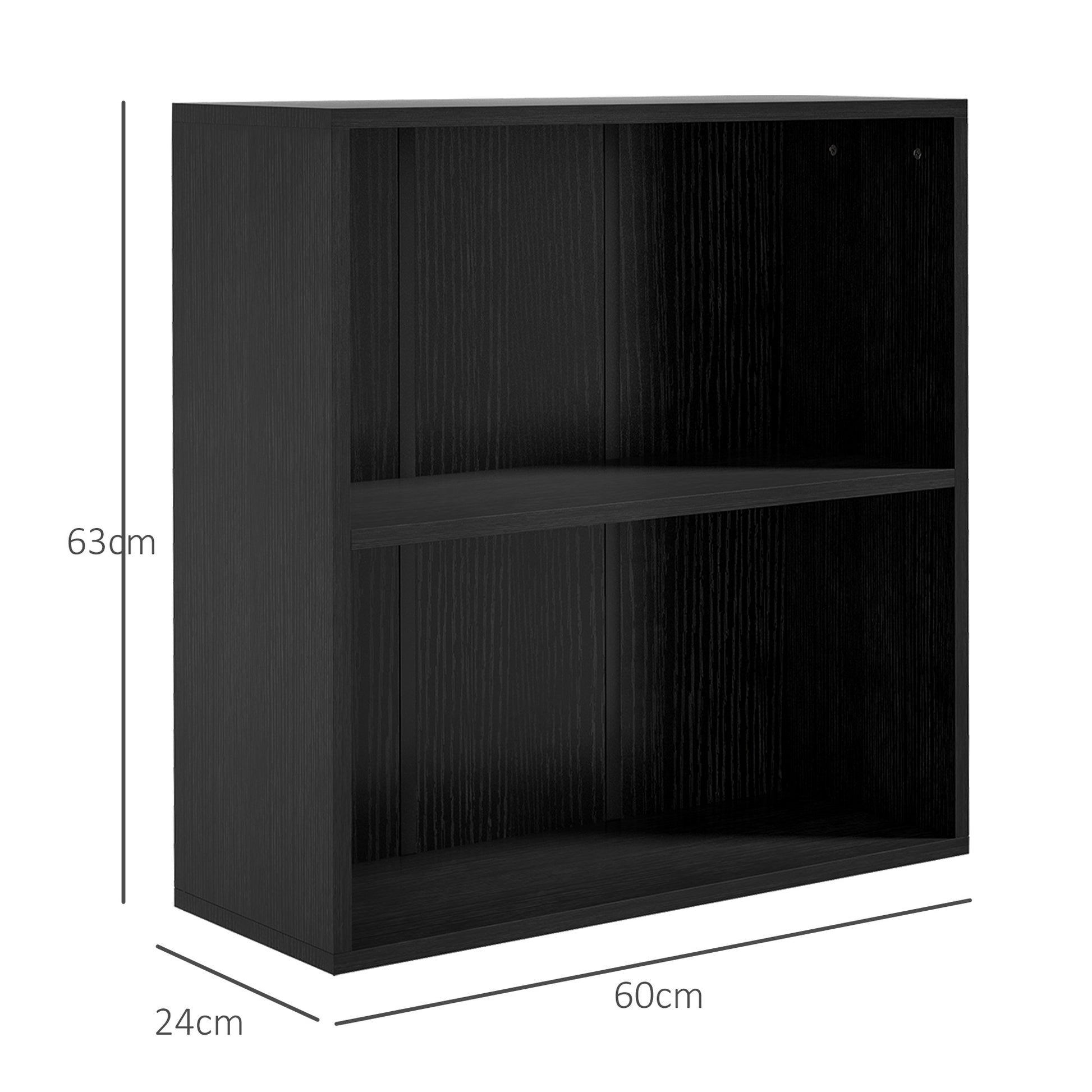 Stylish Black 2-Tier Bookshelf with Adjustable Middle Shelf for Home and Office Storage - ALL4U RETAILER LTD