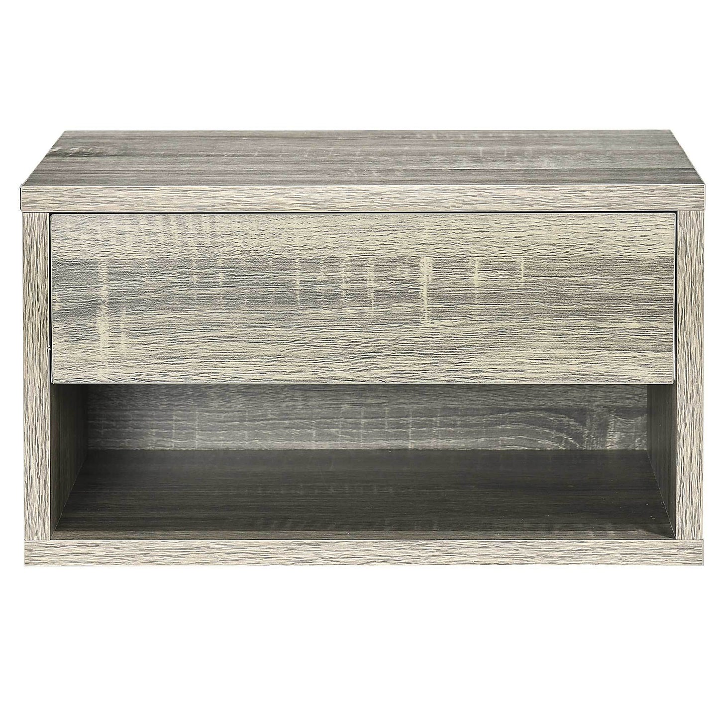 Set of 2 Wall-Mounted Floating Nightstands with Drawer and Shelf in Brown Wood Finish - ALL4U RETAILER LTD