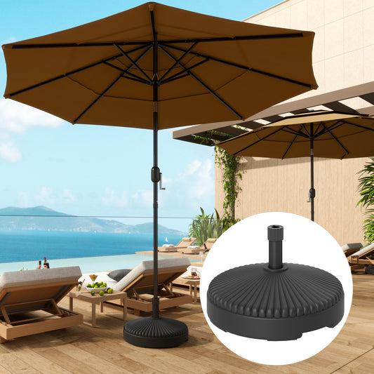 Outsunny Garden Parasol Base Holder HDPE 28kg Sand Filled 23kg Water Filled Diameter 55 cm Height 30 cm Black