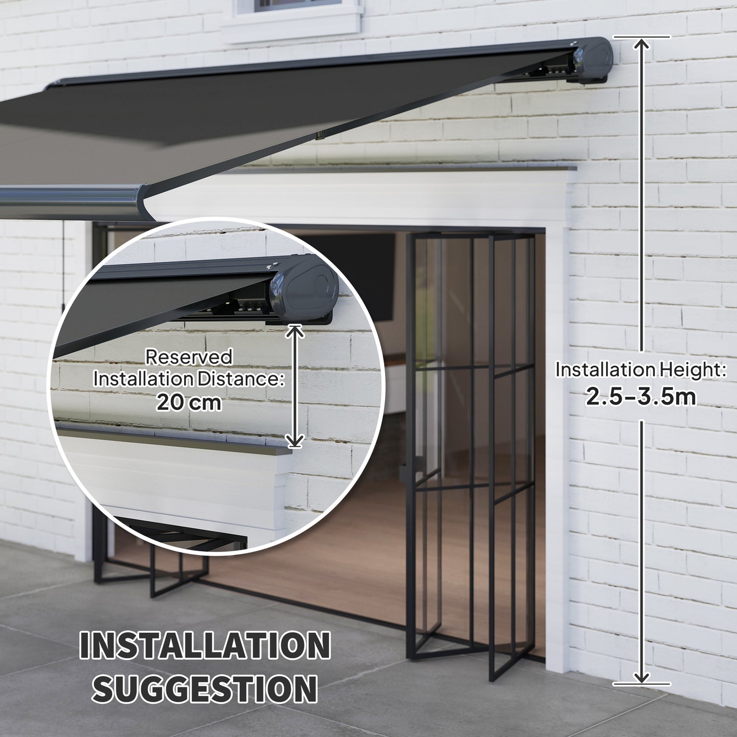 Outsunny 4x3m Full Cassette Electric Awning With Remote Aluminium Frame Retractable Garden Canopy UPF50 Dark Grey