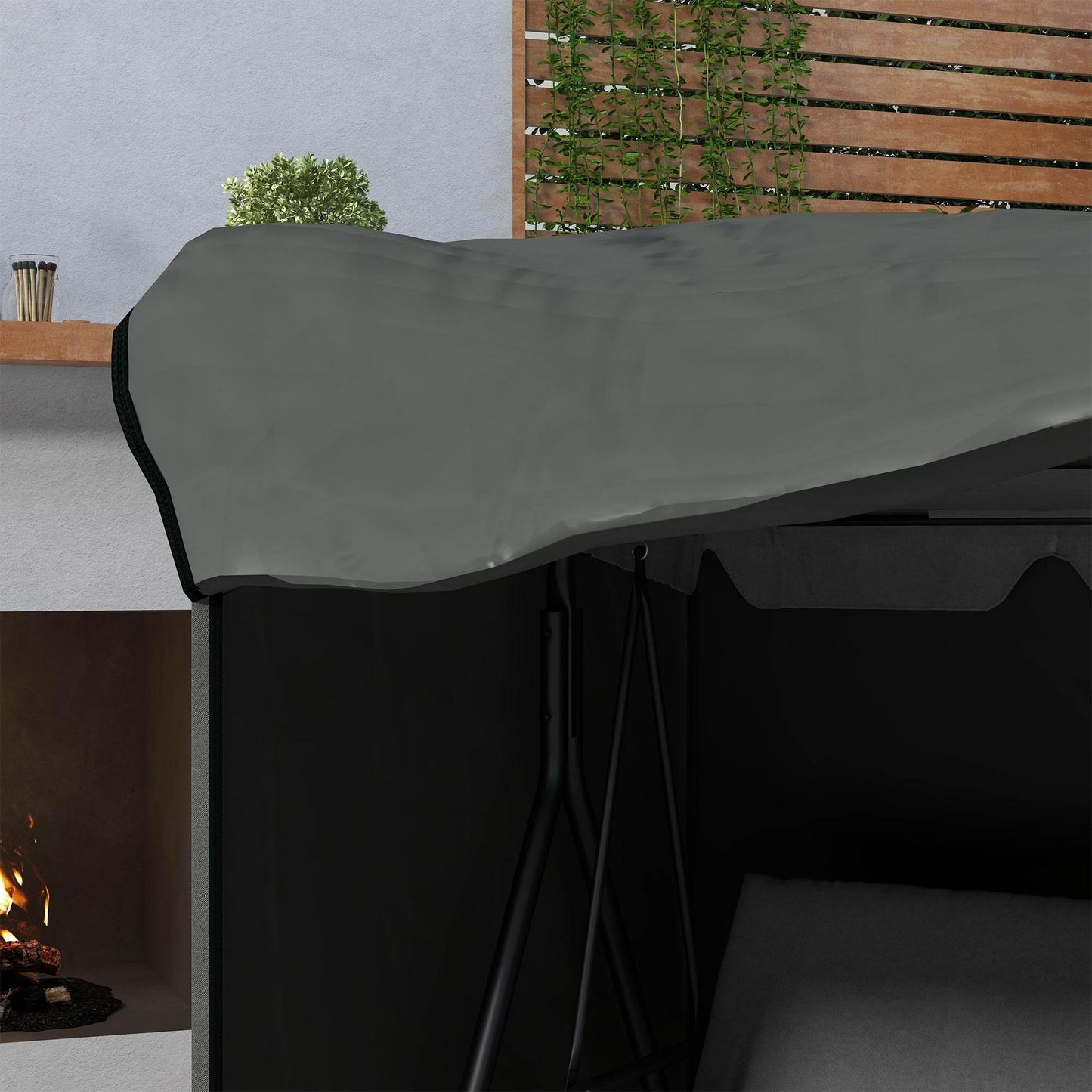 Outsunny Durable Dark Grey 600D Oxford Waterproof Swing Chair Cover with UV Protection - 177L x 114W x 152H cm - ALL4U RETAILER LTD
