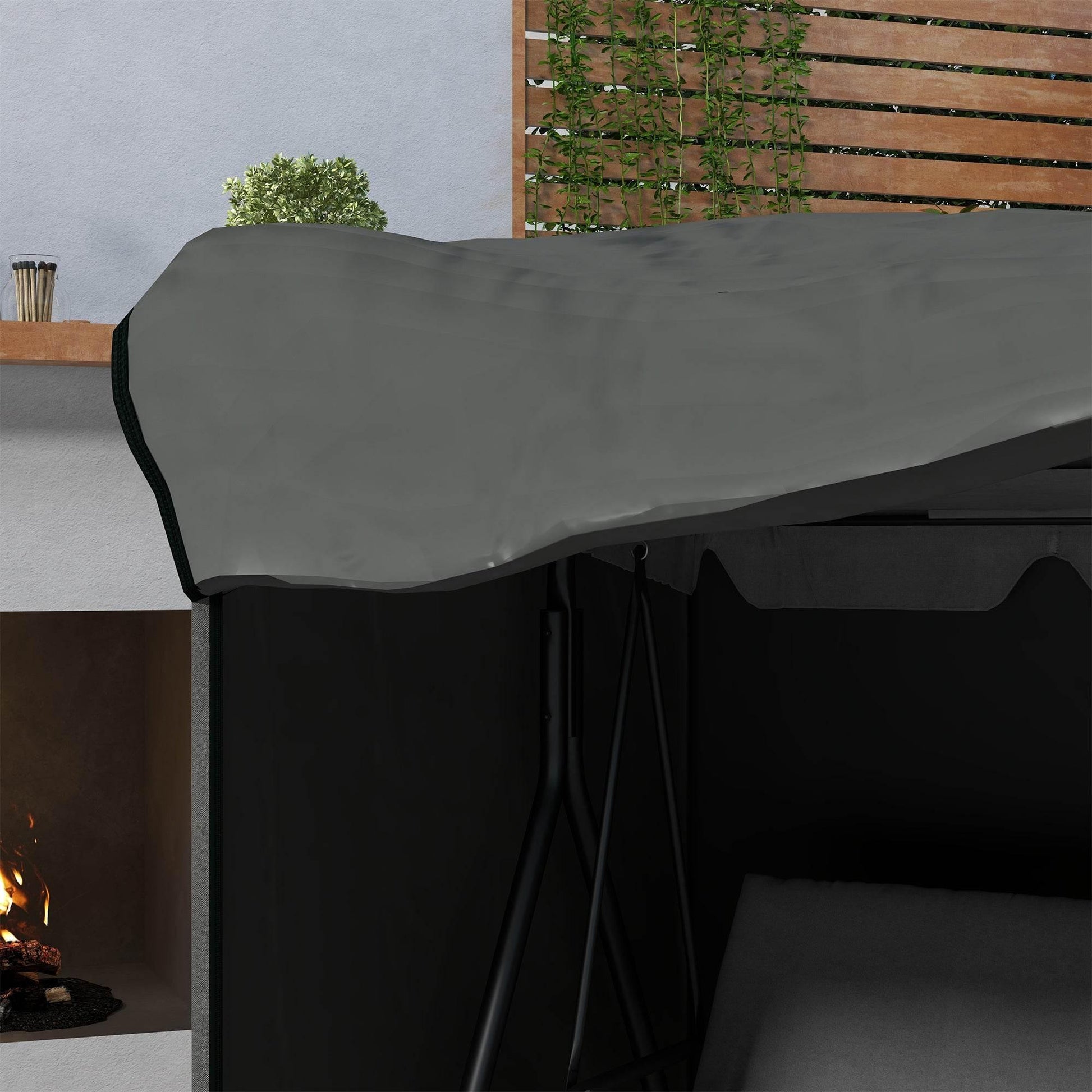 Outsunny Durable Dark Grey 600D Oxford Waterproof Swing Chair Cover with UV Protection - 177L x 114W x 152H cm - ALL4U RETAILER LTD