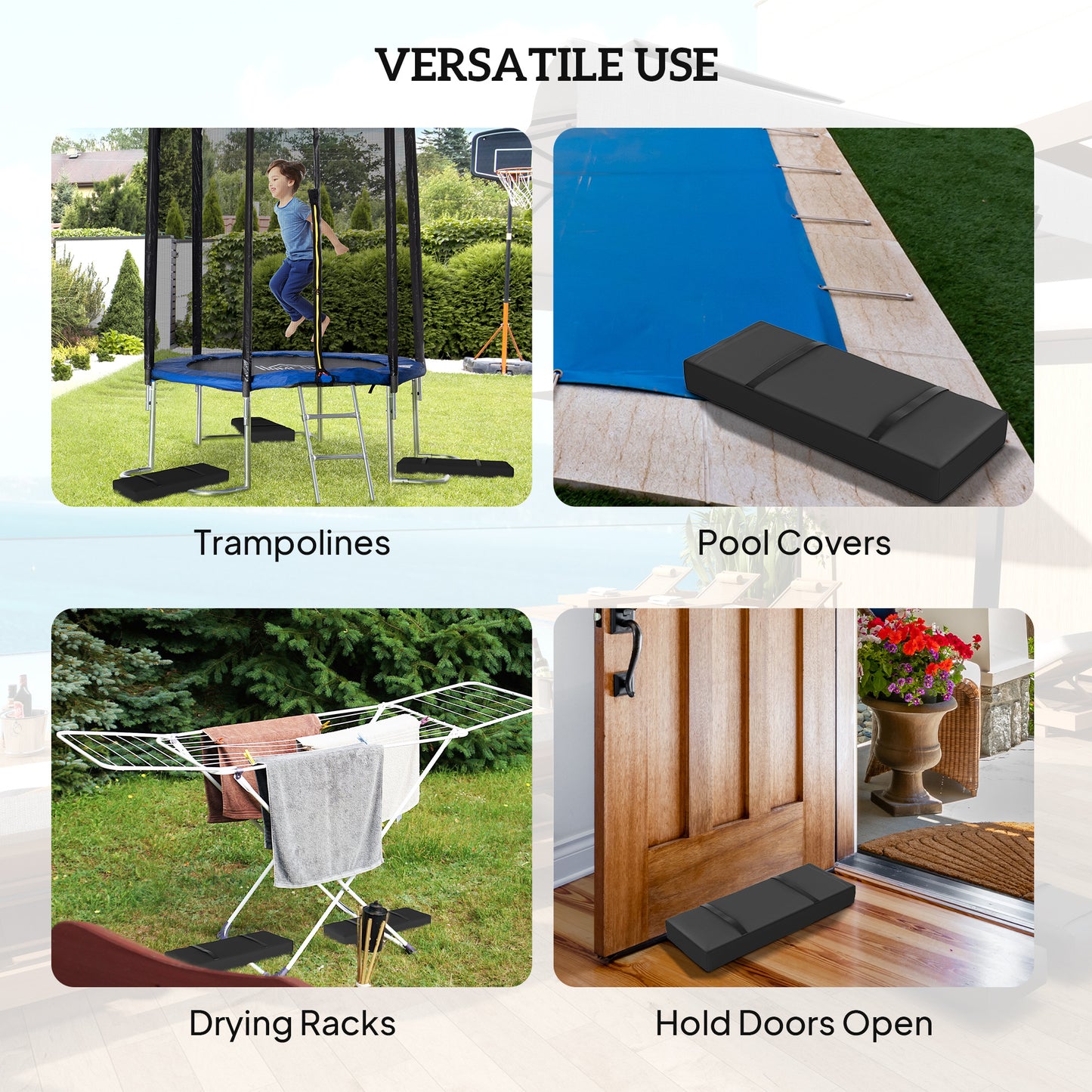 Outsunny Parasol Weights Set of 2 25 Kg Fillable Sandbag Base Weights with Handles for Cantilever Umbrellas Black
