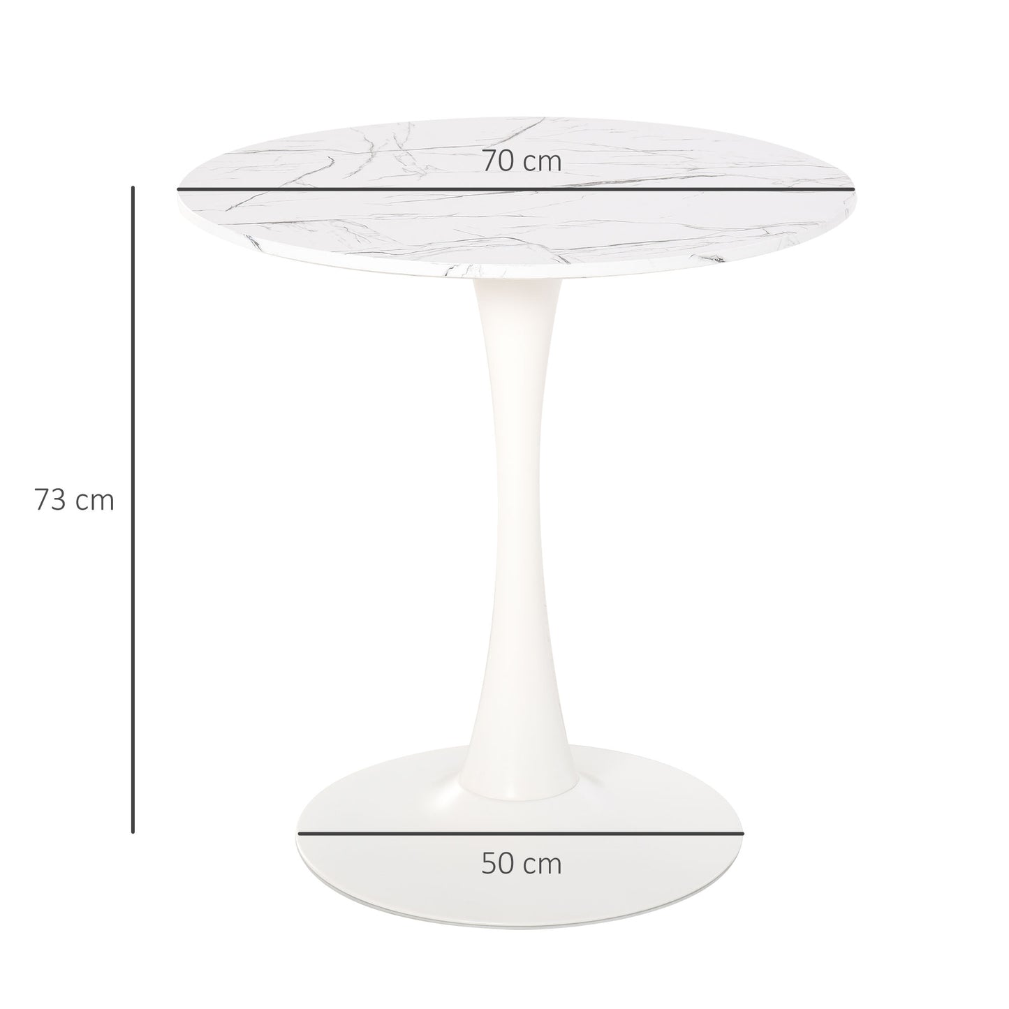 HOMCOM Stylish White Round Bistro Dining Table with Metal Hourglass Base for Kitchen and Dining Room - ALL4U RETAILER LTD