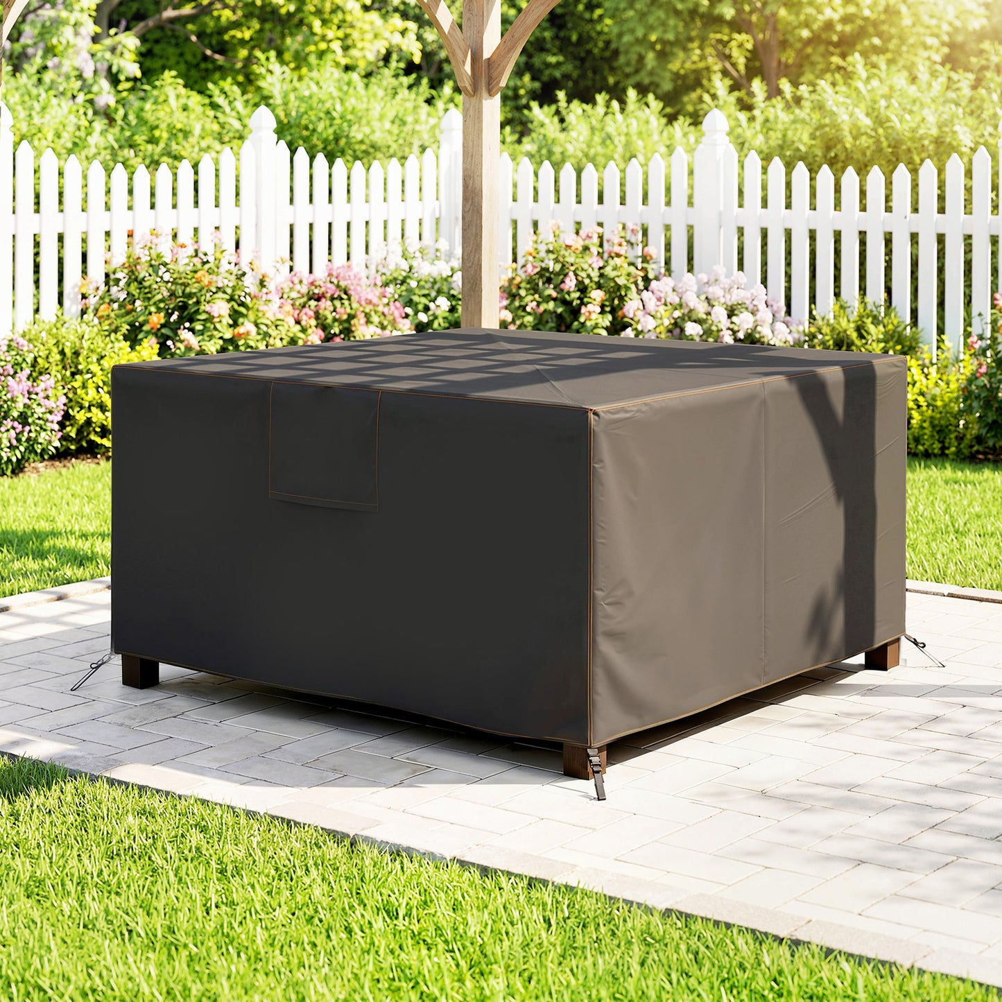 Outsunny Waterproof Garden Furniture Cover With Air Vent 420D Oxford Fabric 125 x 125 x 74 cm Black