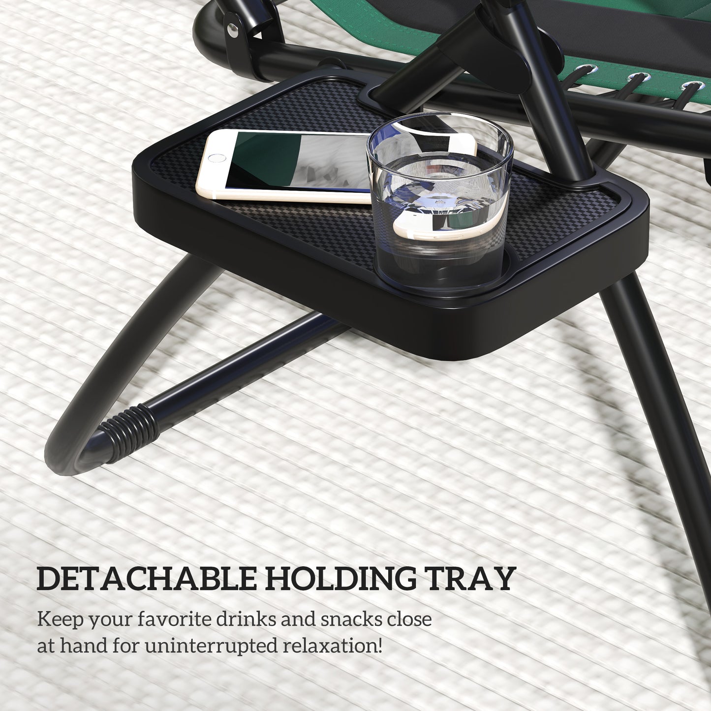 Outsunny Zero Gravity Lounger Chair Folding Reclining Patio Chair With Shade Cover Padded Seat Cup Holder Green