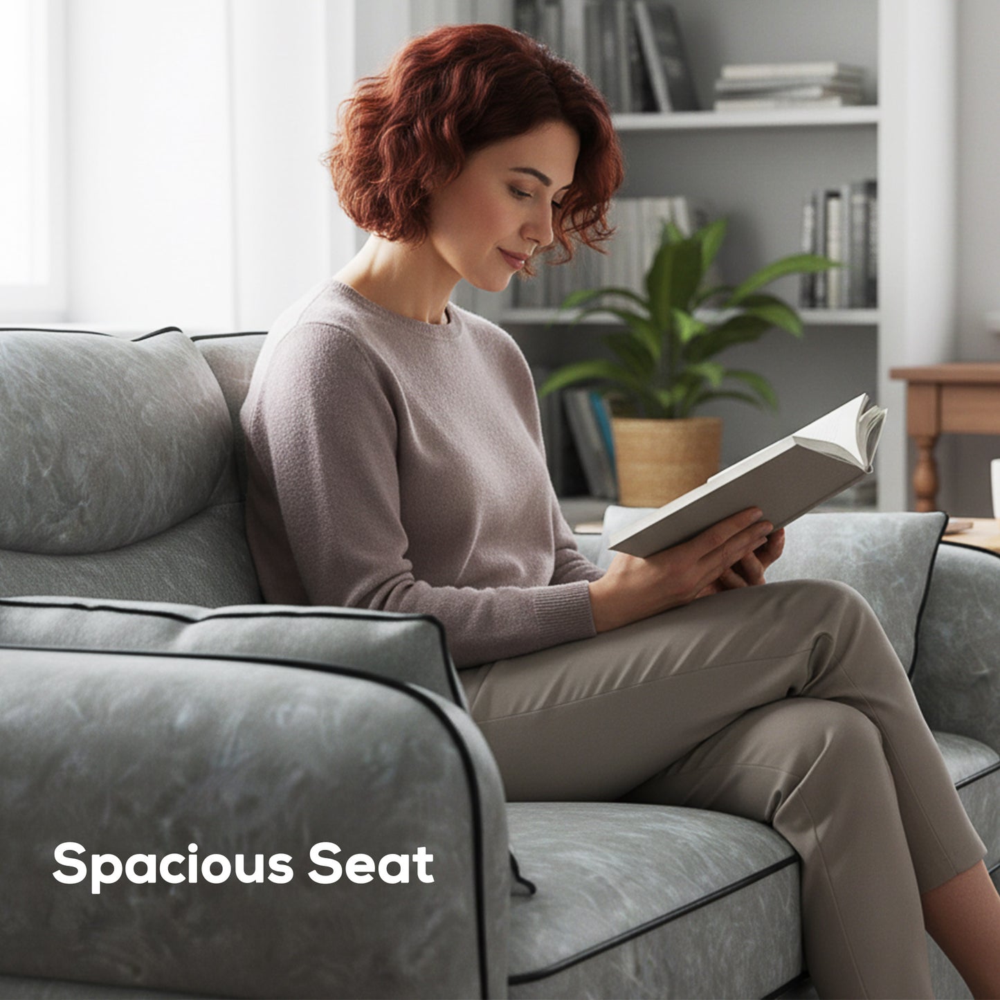 HOMCOM 2 Seater Sofa Faux Leather Loveseat Grey With Black Piping And Comfortable Foam Padding