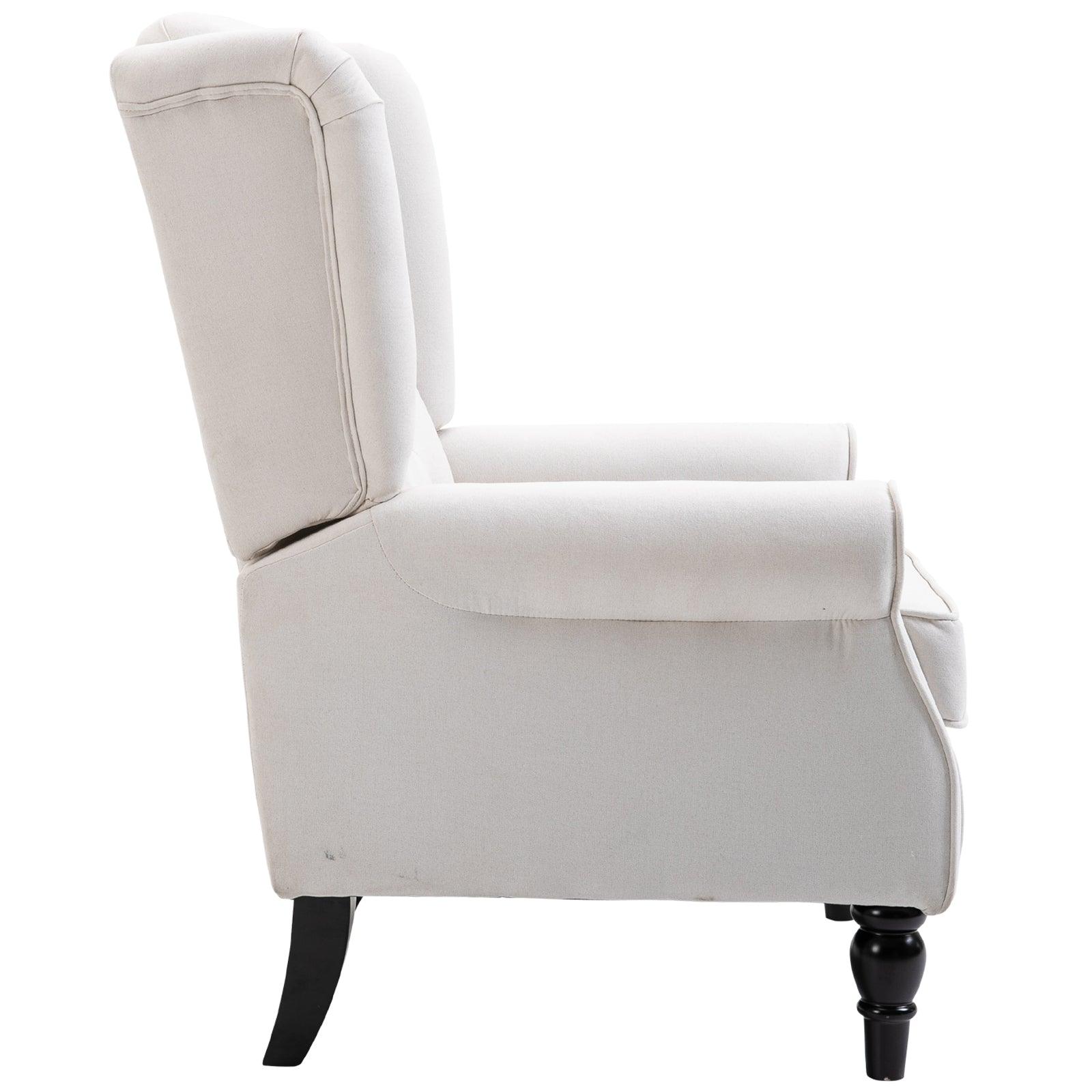 HOMCOM Accent Armchair Home Furniture Retro Tufted Club Wood Fabric Cream White - ALL4U RETAILER LTD