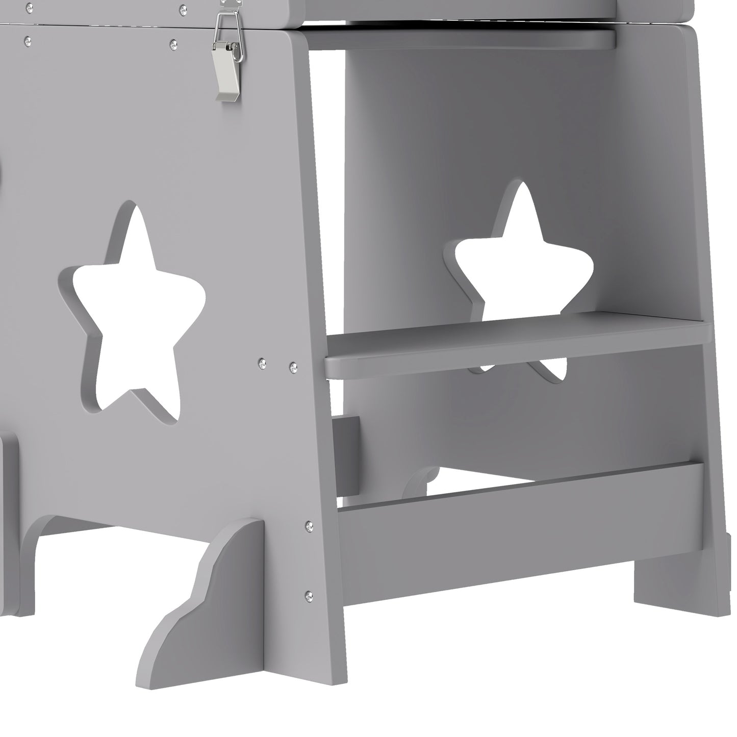 AIYAPLAY 2-In-1 Toddler Step Stool With Safety Rail For Kitchen And Bathroom Grey