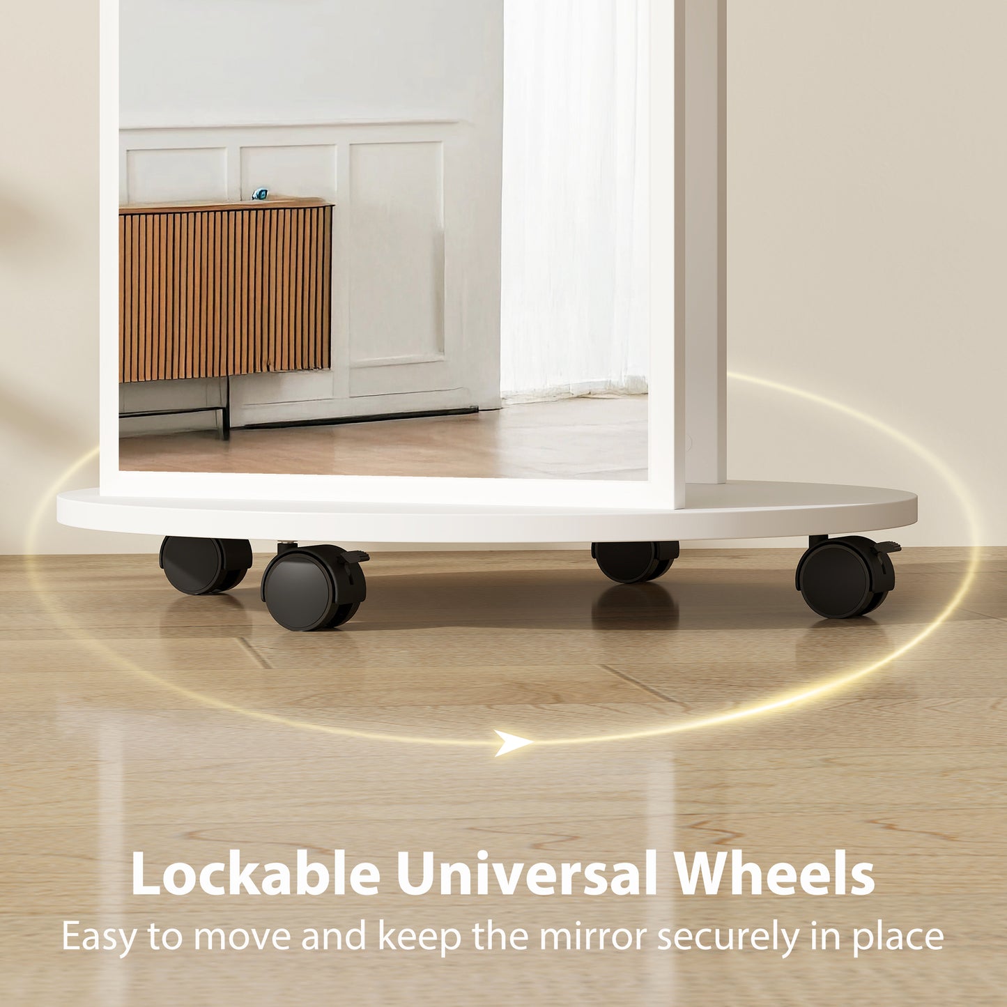 HOMCOM 2 In 1 Full Length Mirror With Hidden Storage Shelves Coat Rack And Hooks White Floor Mirror With Wheels