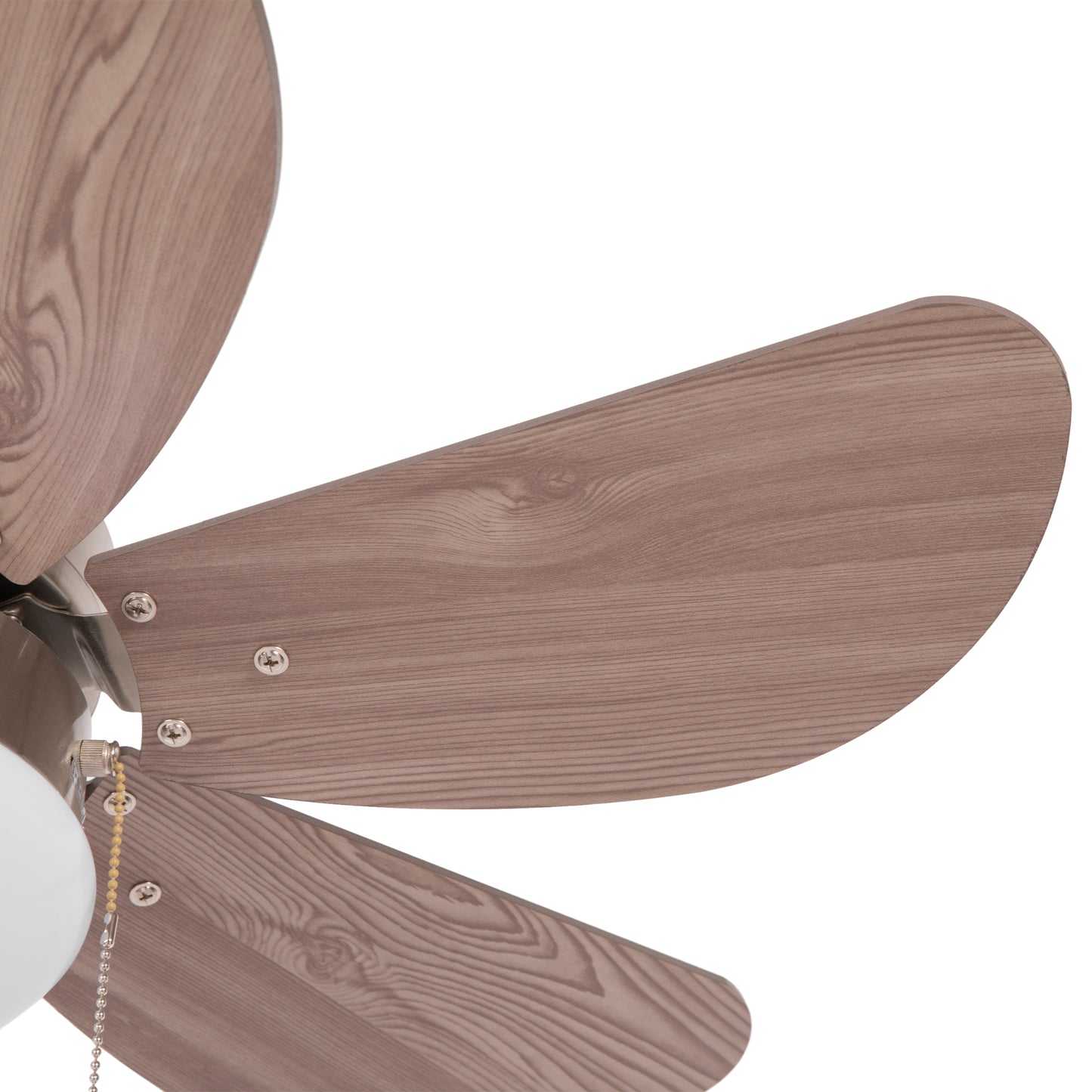 HOMCOM Walnut Brown Flush Mount Ceiling Fan with LED Light and Reversible Blades - ALL4U RETAILER LTD