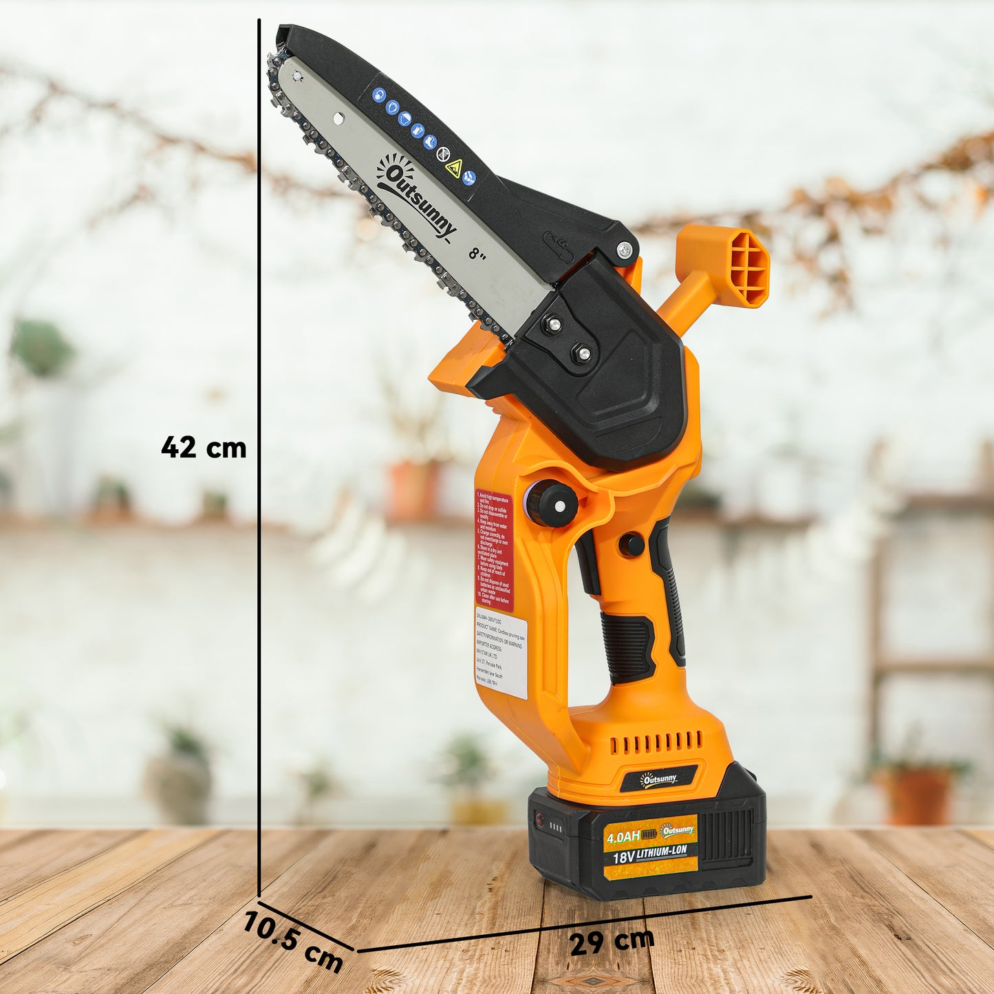 Outsunny Cordless Pruning Saw 8 Inch With Brushless Motor Two 4000mAh Batteries Safety Lock For Tree Trimming