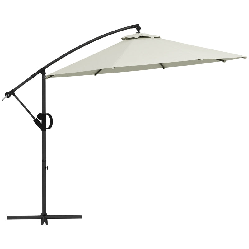 Outsunny 3m Cantilever Parasol - Cream Round Hanging Patio Umbrella with Cross Base, Crank Handle, Tilt, and 8 Ribs for Outdoor Pool, Garden, Balcony - ALL4U RETAILER LTD