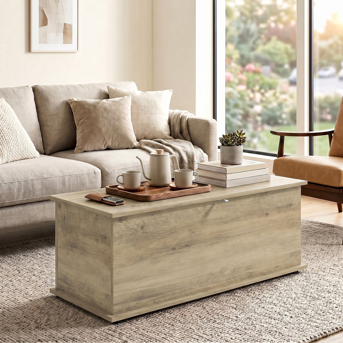 Homcom 114L Grey Wooden Storage Bench With Safety Lid For Bedroom