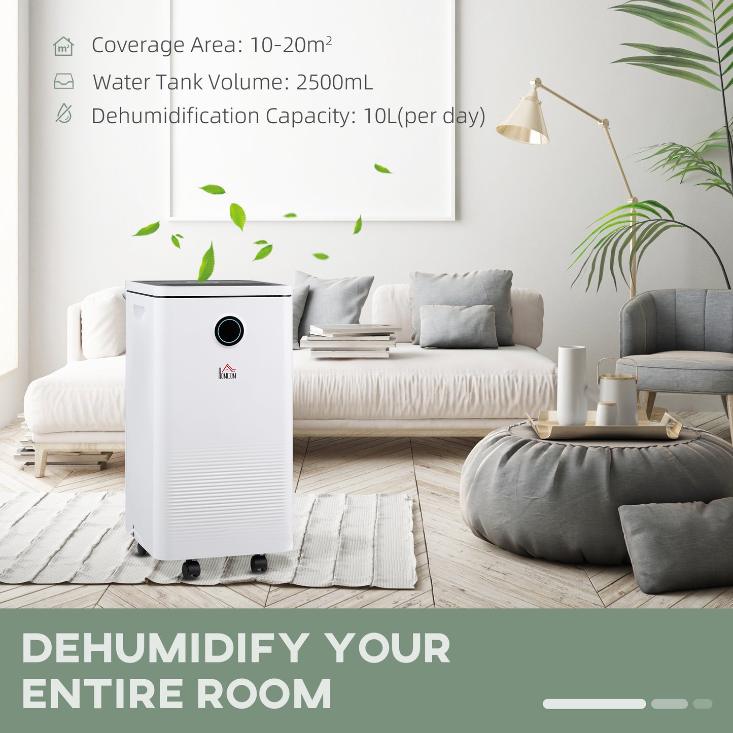 HOMCOM 10L/Day Smart WiFi Control Portable Dehumidifier for Home, Laundry, and Basement - ALL4U RETAILER LTD