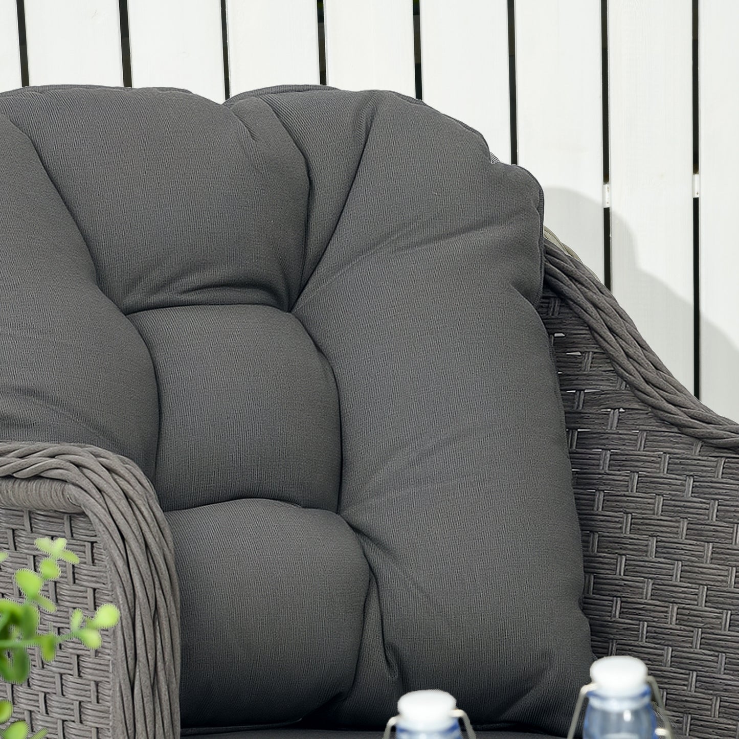 Outsunny Four Piece Rattan Outdoor Furniture Set With Glass Top Table For Patio Light Grey