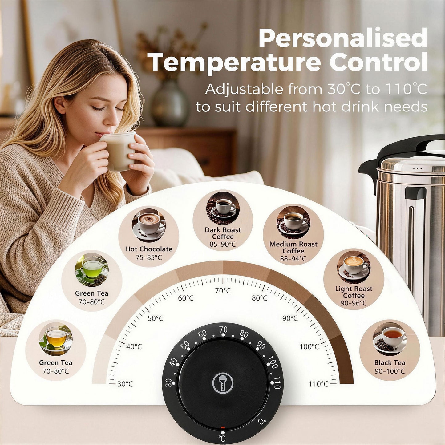 HOMCOM 24L Catering Urn 2500W Stainless Steel Hot Water Boiler Dispenser With Thermostat Keep Warm And Easy Pour Tap
