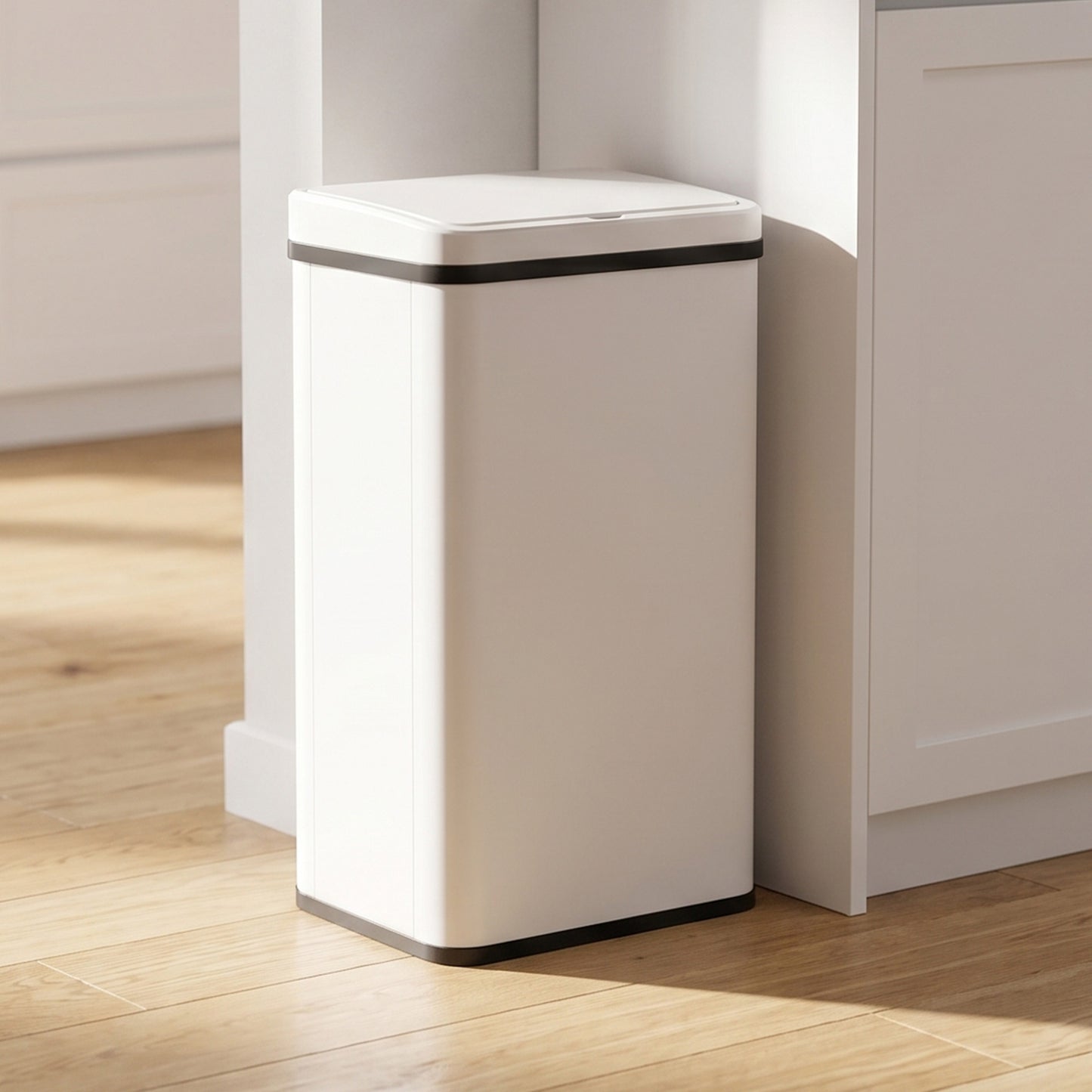 HOMCOM 50L Sensor Bin With Soft Close Lid Stainless Steel Automatic Touchless Motion Sensor Kitchen Bin White