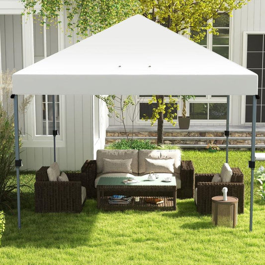 Outsunny 3x3m Pop Up Gazebo - Easy Up Marquee Party Tent with 1-Button Push, Adjustable Straight Legs, Wheeled Bag, Stakes, Ropes, Sandbags - Instant Shelter in White - ALL4U RETAILER LTD