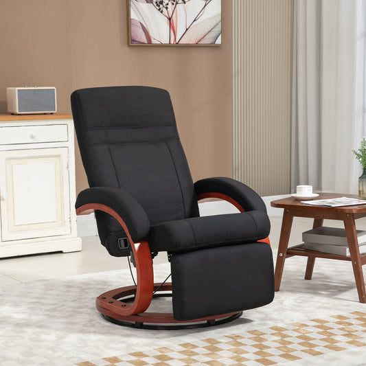 HOMCOM 135 Degree Manual Reclining Swivel Chair With Footrest Black For Office And Living Room