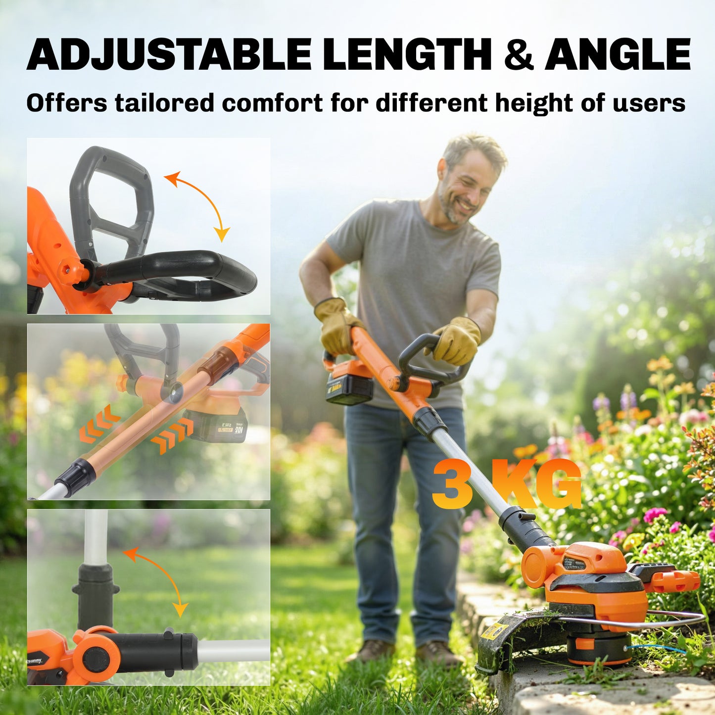 Outsunny Cordless Strimmer With Two 4.0Ah Lithium Batteries And Charger 2 In 1 Lightweight Grass Trimmer And Lawn Edger