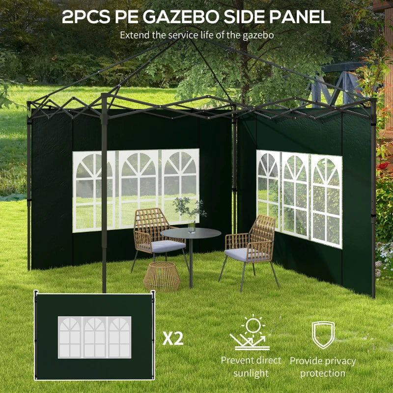 Outsunny Set of Two 3x3m Gazebo Frame Replacement Walls - Enhance Your Outdoor Space with Durable Green Canopy Accessories - ALL4U RETAILER LTD