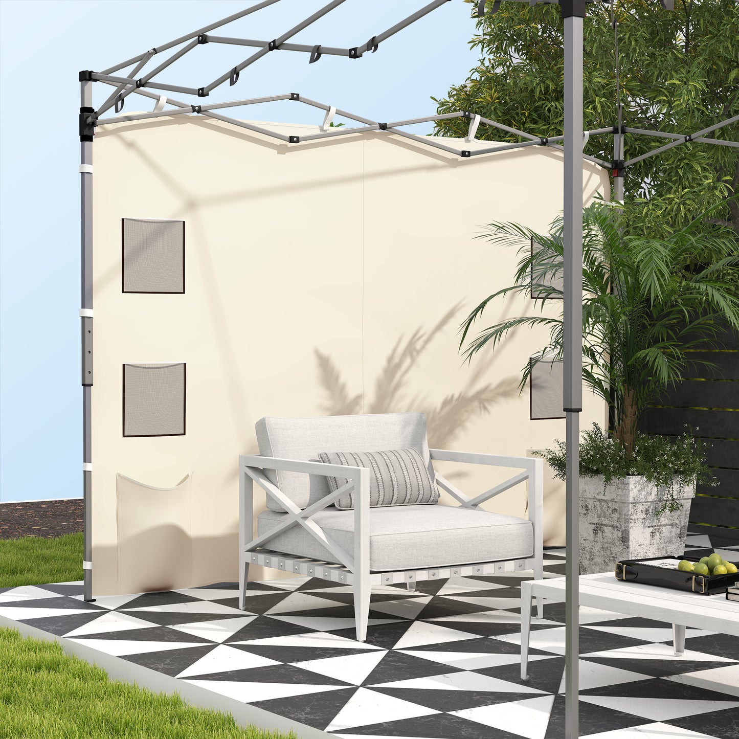 Outsunny Replacement Gazebo Sidewall 195 x 295cm Beige for 3 x 3 m Gazebo Durable Oxford Fabric