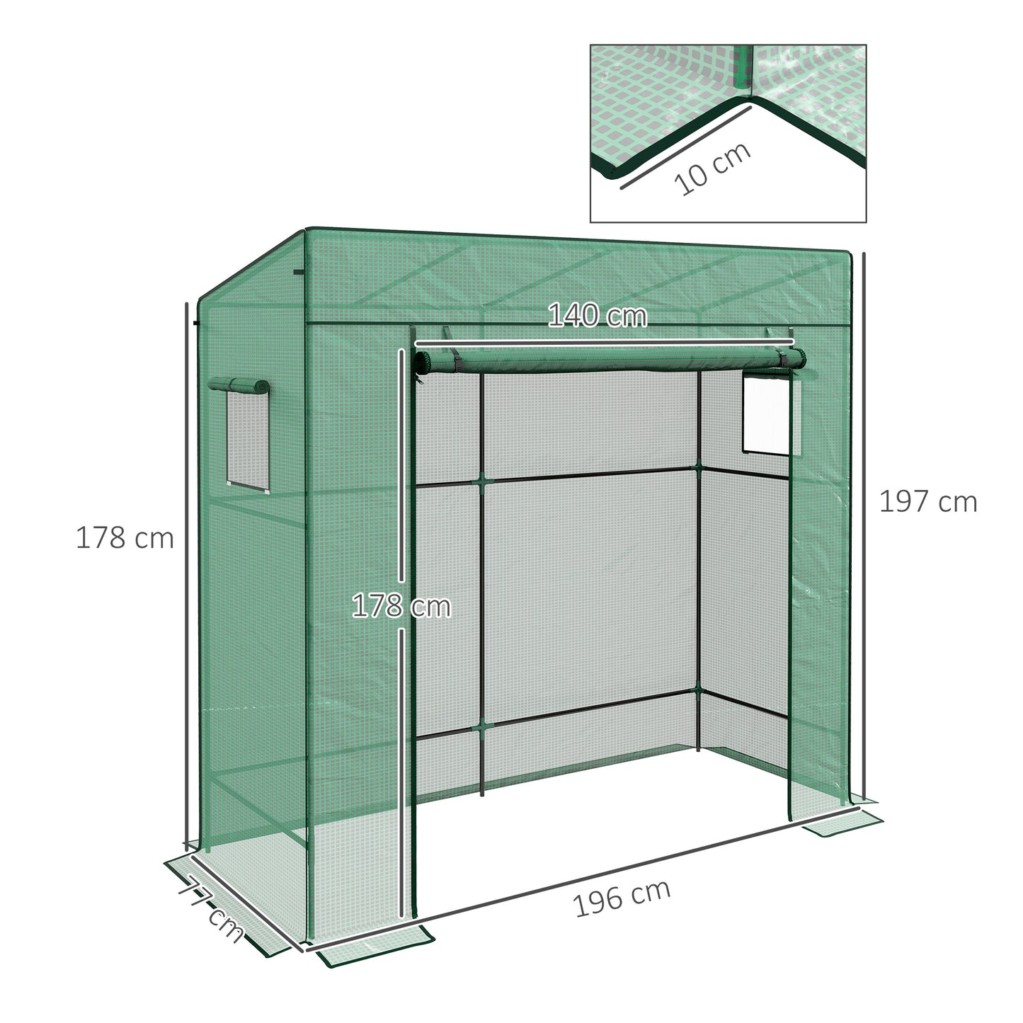 Outsunny Outdoor Greenhouse: Sturdy PE Cover, Plant Shelter with Zipped Access, Lush Green Design - ALL4U RETAILER LTD