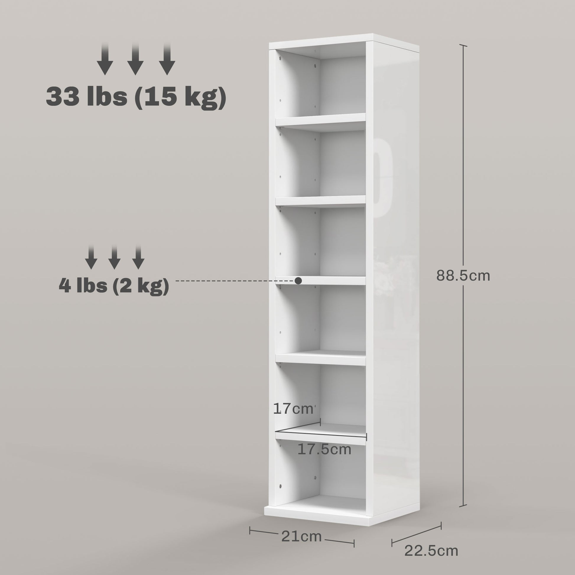 HOMCOM Pair of High Gloss White CD Storage Units - Each Holds 102 CDs - ALL4U RETAILER LTD