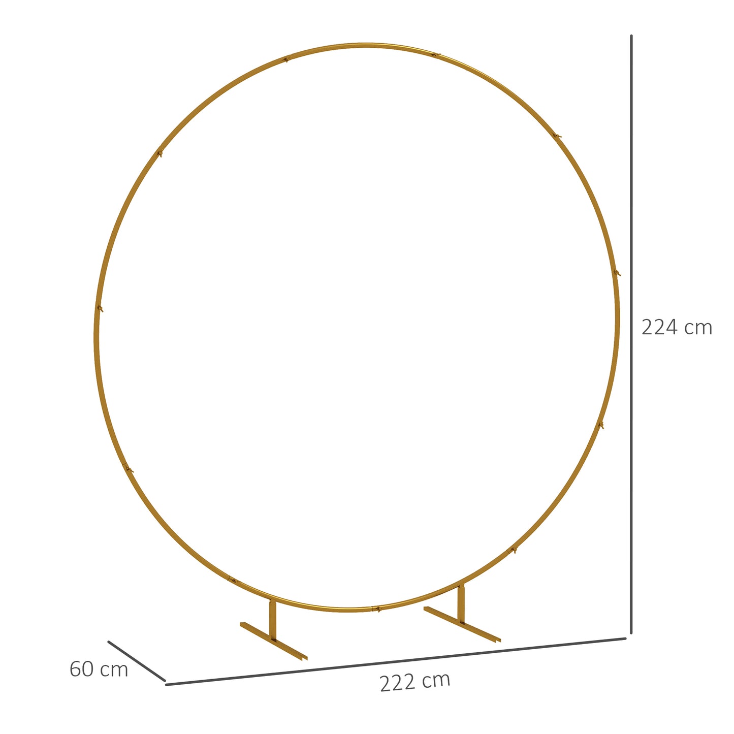 Outsunny 222cm Gold Tone Backdrop Stand Wedding Arch for Outdoor Garden Parties Bridal Shower Ceremony