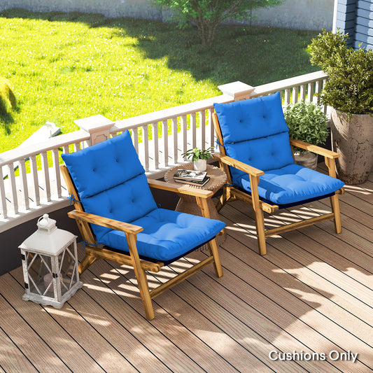 Outsunny Set Of 2 Rocking Chair Cushions Garden Padded Seat And Back With Tie Fastenings Blue