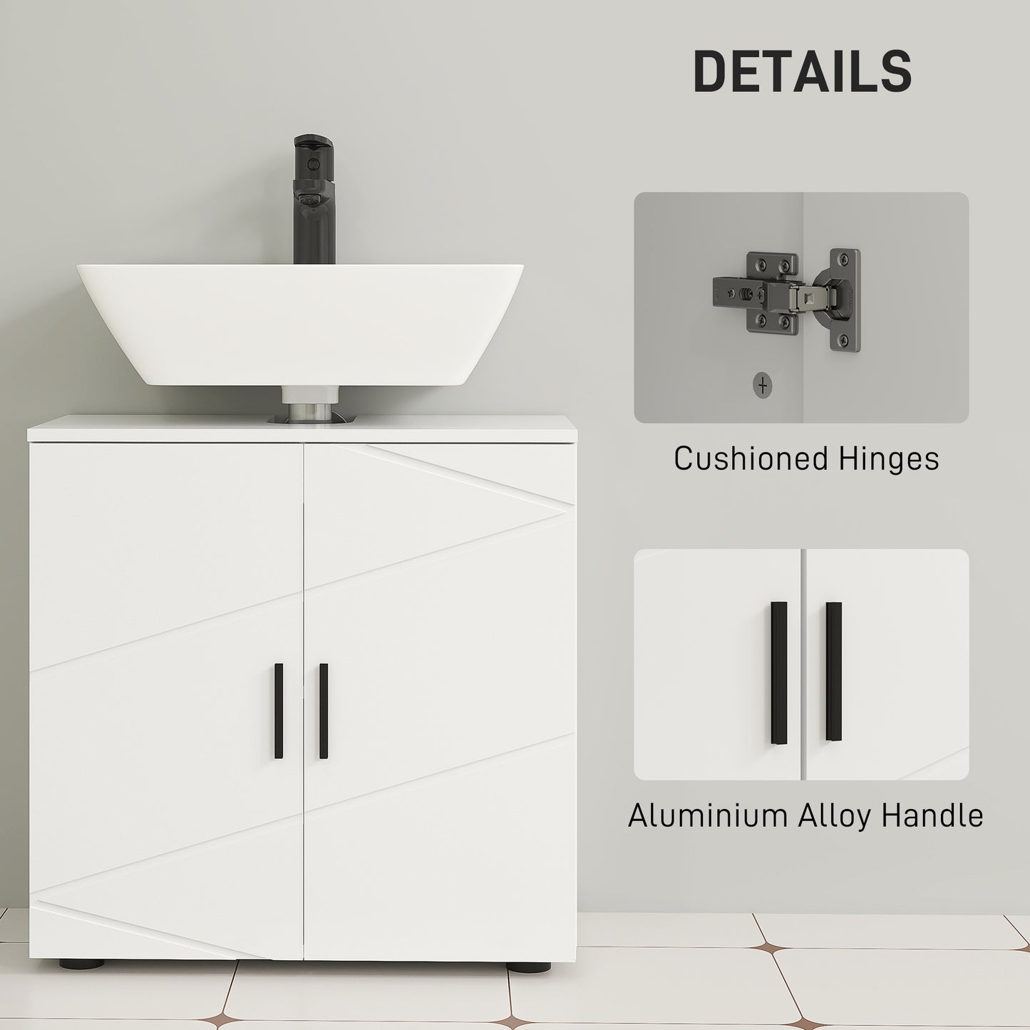 Kleankin Under Sink Cabinet With Shelf White Bathroom Storage Organizer Under Sink