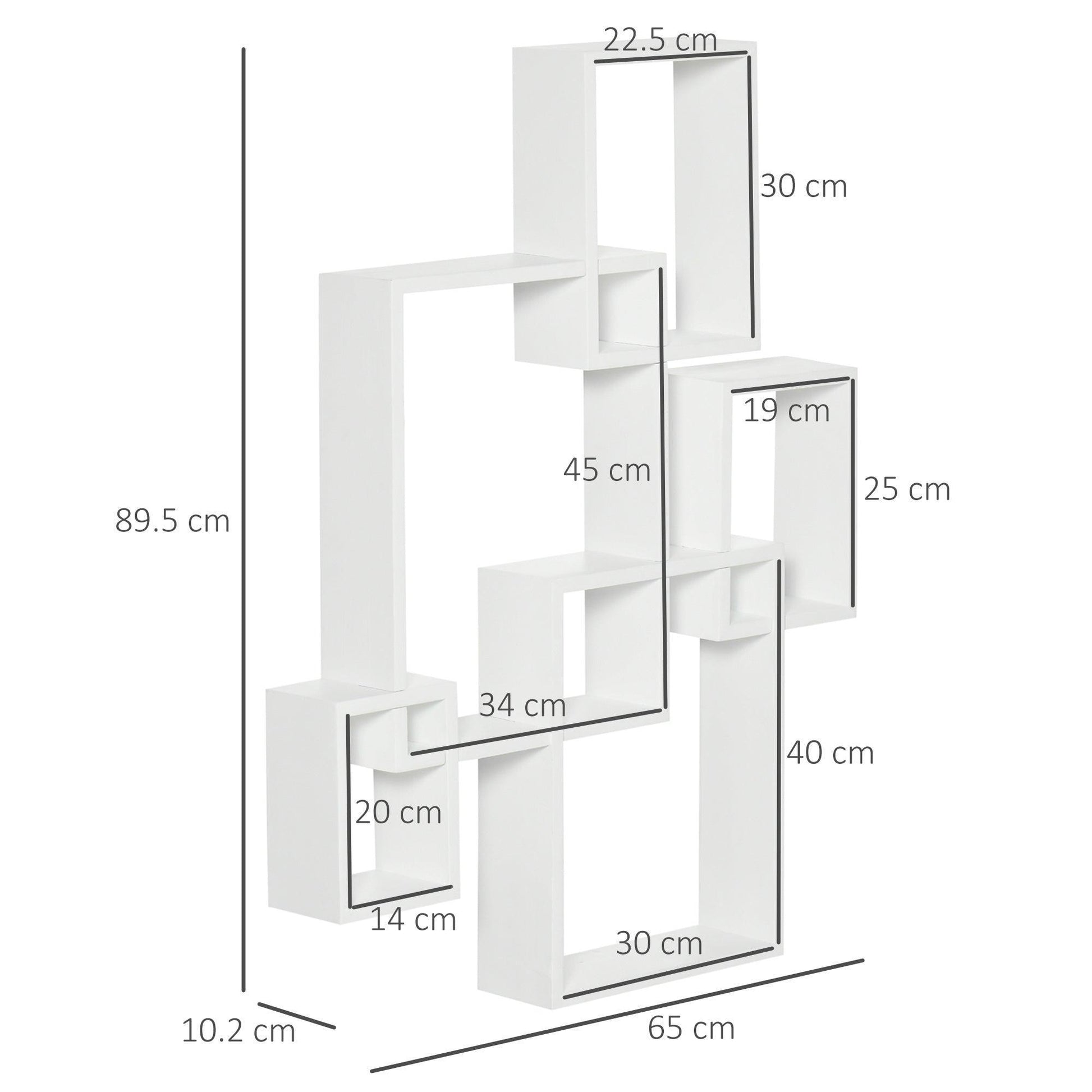 HOMCOM Wall Mounted Cube Shelves – White - ALL4U RETAILER LTD