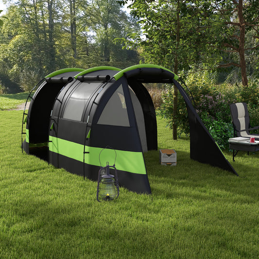 Outsunny Blackout Tent for 4-5 People with Waterproof Design, Includes Bedroom and Living Area, Ideal for Camping, Fishing, and Festivals - Black - ALL4U RETAILER LTD