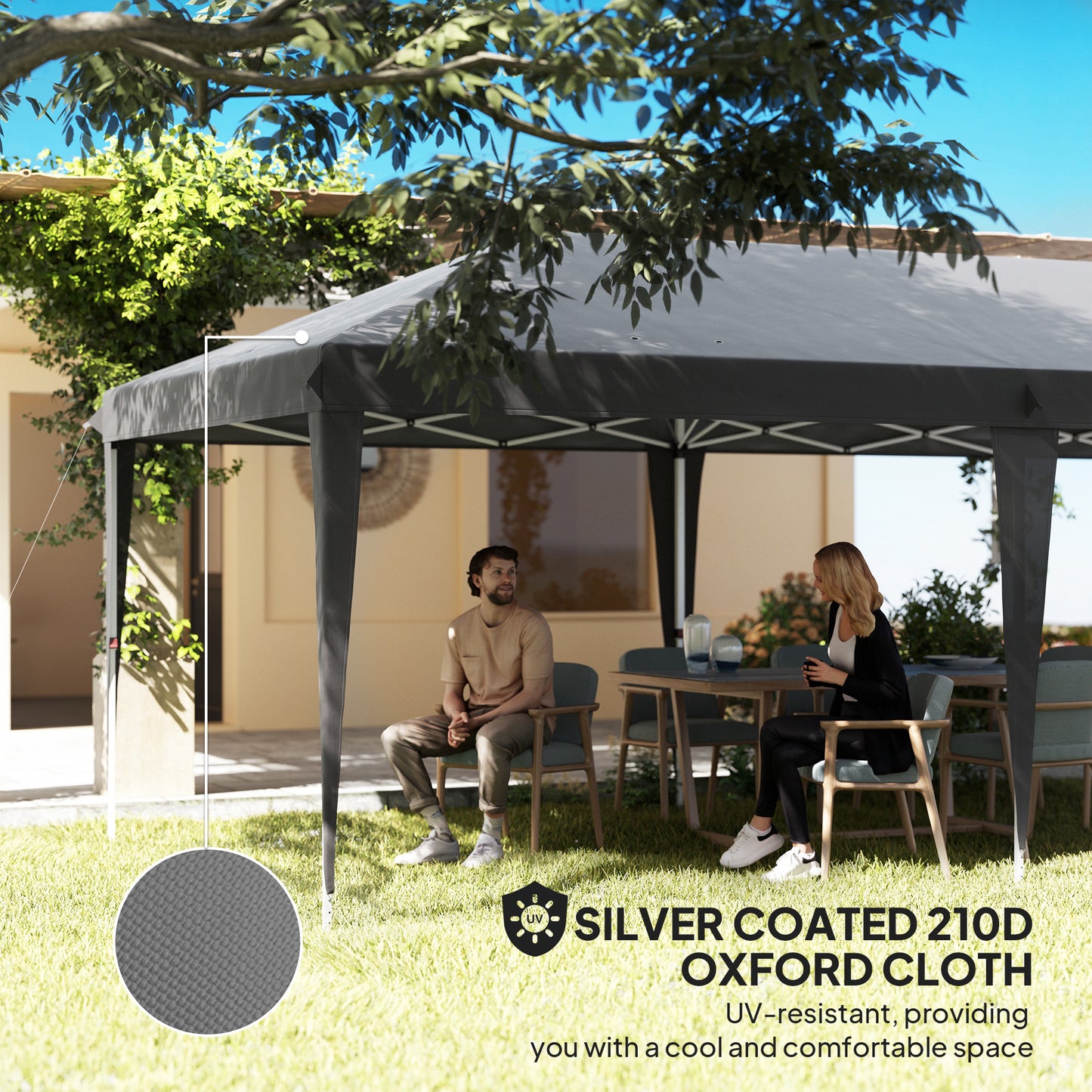 Outsunny 6m By 3m Pop Up Foldable Steel Frame Gazebo Grey Outdoor Shade Shelter For Outdoor Parties
