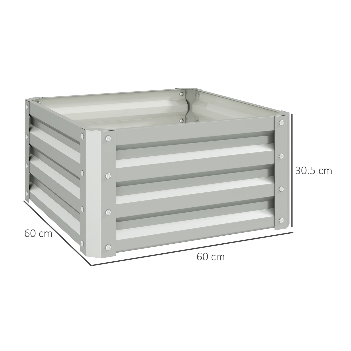 Outsunny Set Of Two 60x60cm Steel Planter Boxes Galvanised Open Bottom Raised Garden Containers For Outdoor Use