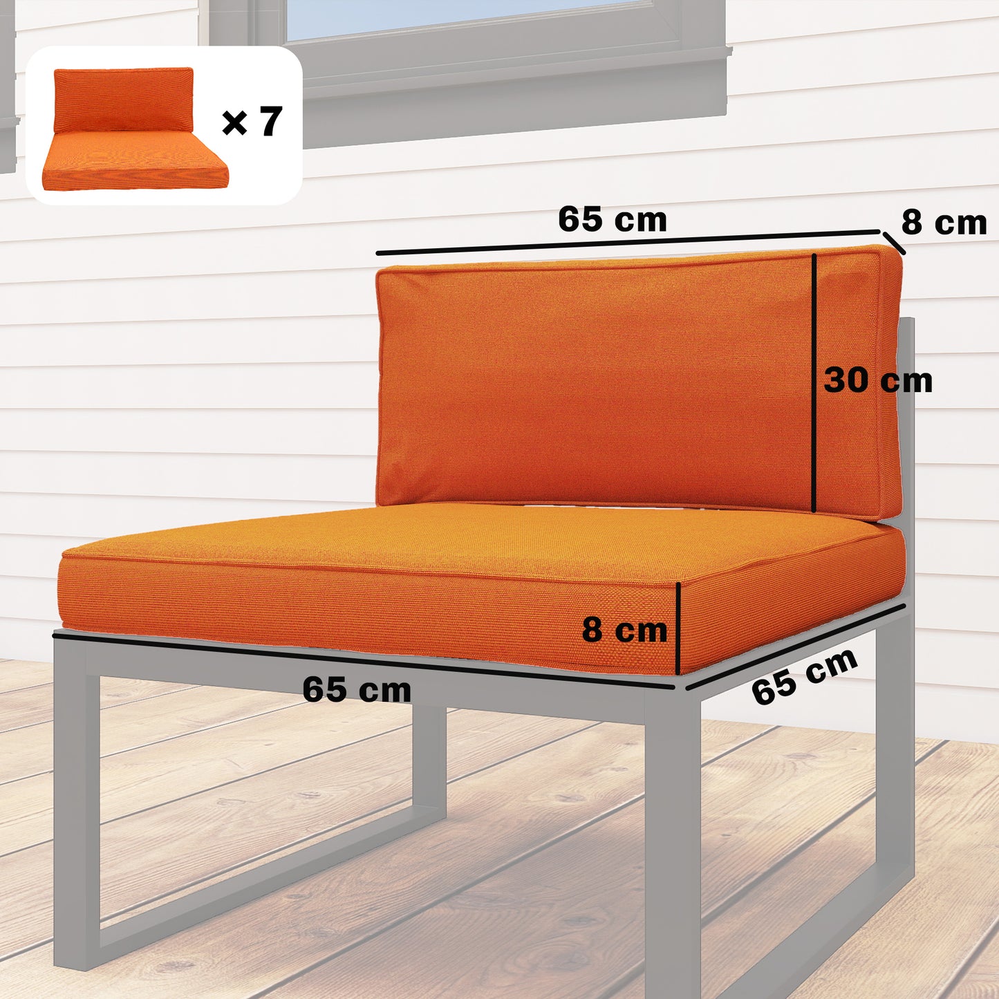 Outsunny 14 Dining Set Cushions Orange Replacement Cushions For Outdoor Rattan Sofa Set 7 Seat Cushions 7 Back Cushions