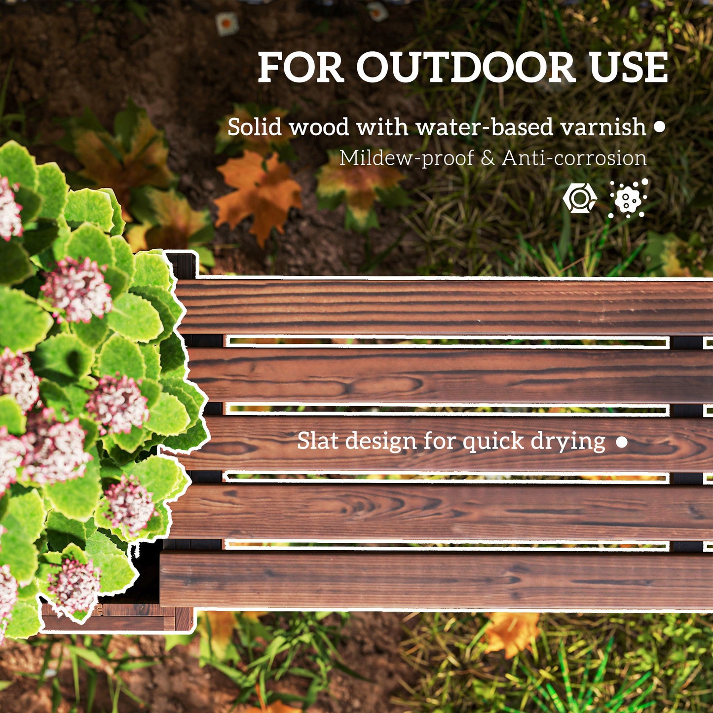 Outsunny Wooden Garden Planter And Bench Combination With Raised Bed For Patio Carbonised Finish 176 By 38 By 40 Cm